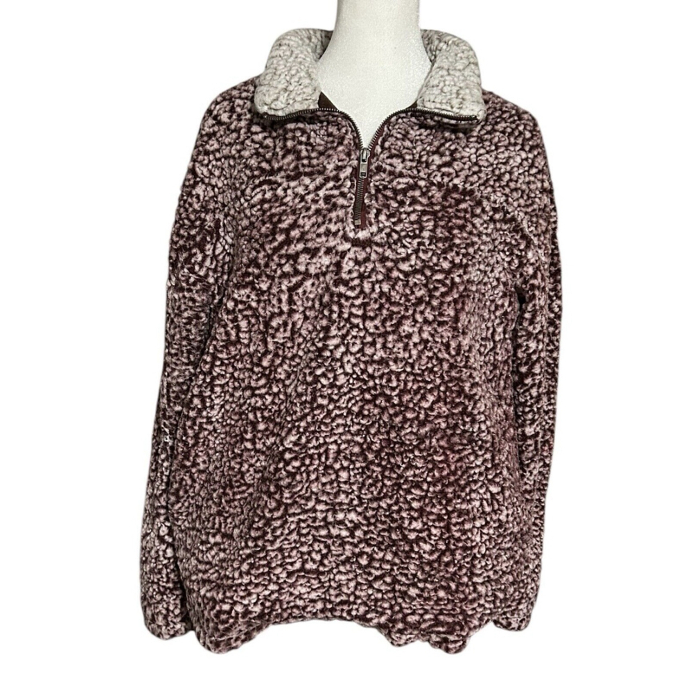 Altar'd State‎ Women’s Medium Quarter Zip Wubby Sherpa Fleece Purple Pullover